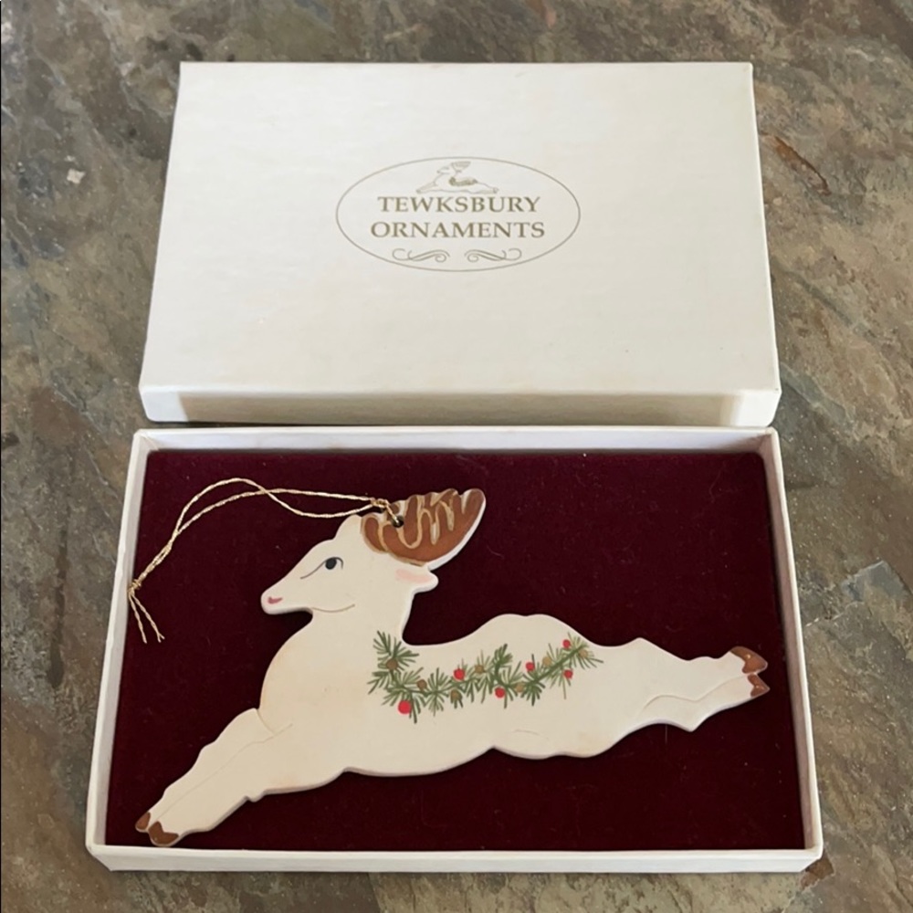 Vintage Tewksbury Ornament Porcelain Reindeer